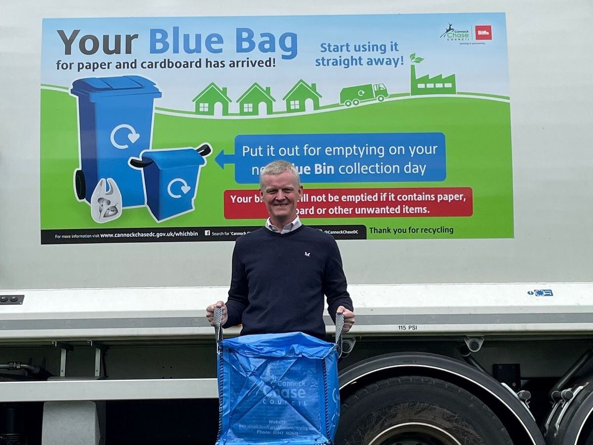 Councillor Justin Johnson with one of the bags