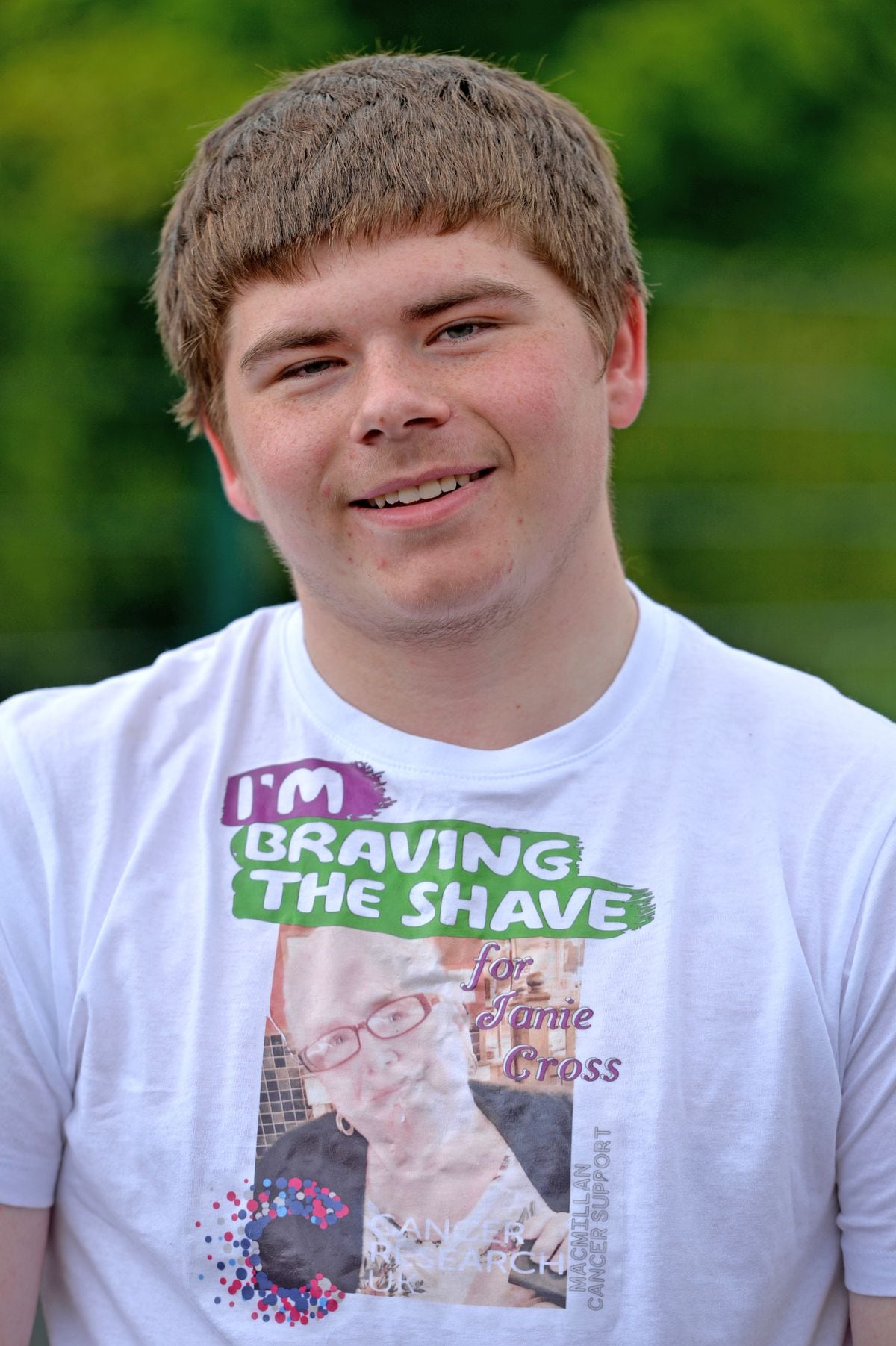Alfie Whitticase chose to shave his hair off in memory of a family friend who died of cancer