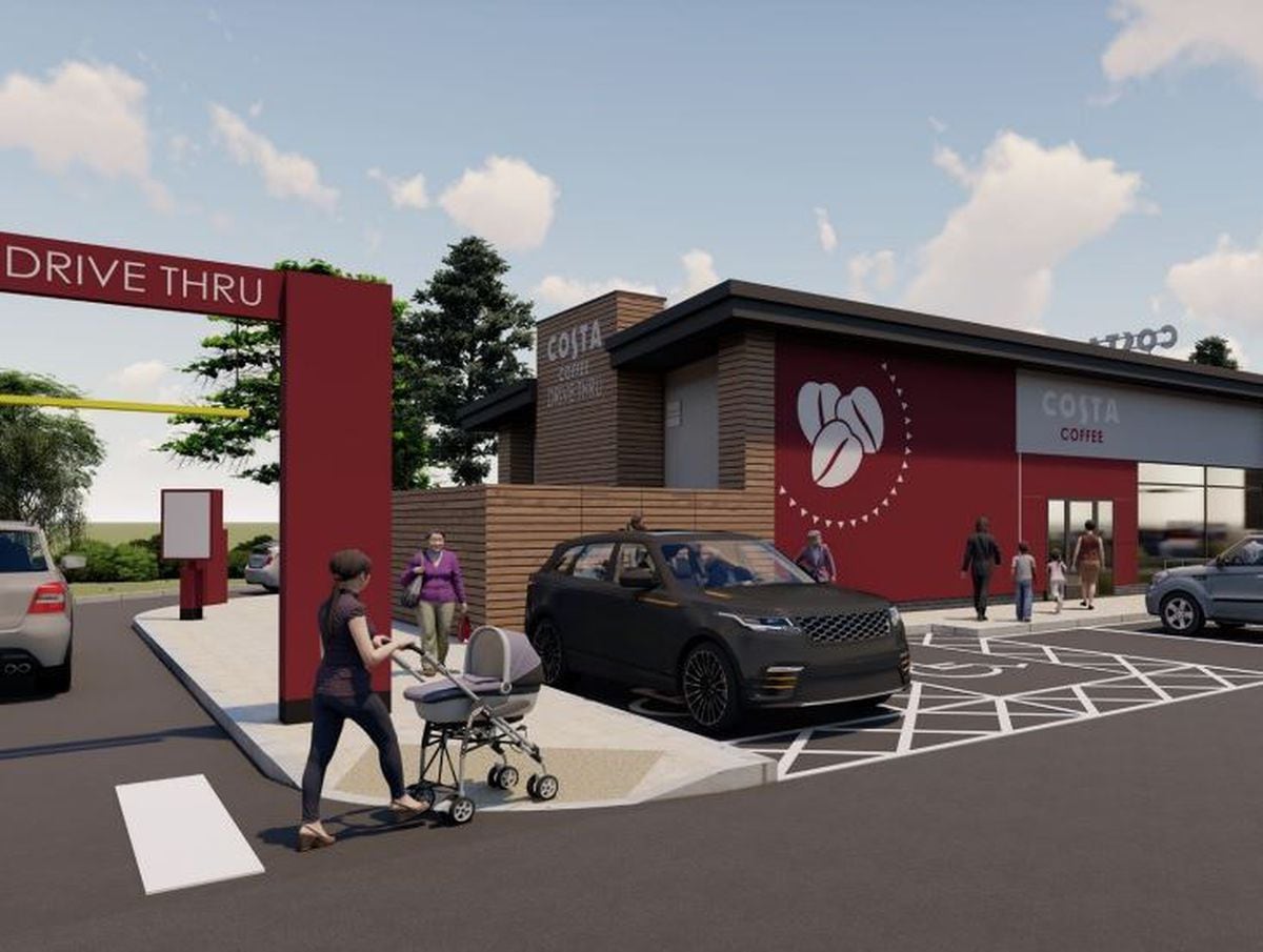 Artist's impression of the proposed drive-thru Costa planned for Morrisons in Walsall Lane. Image:Whittam Cox.
