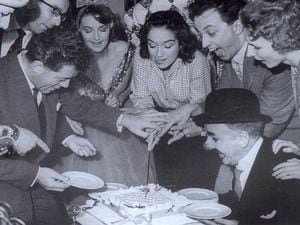 Ken Dodd (third right) celebrates Dudley Hippodrome's birthday in 1957