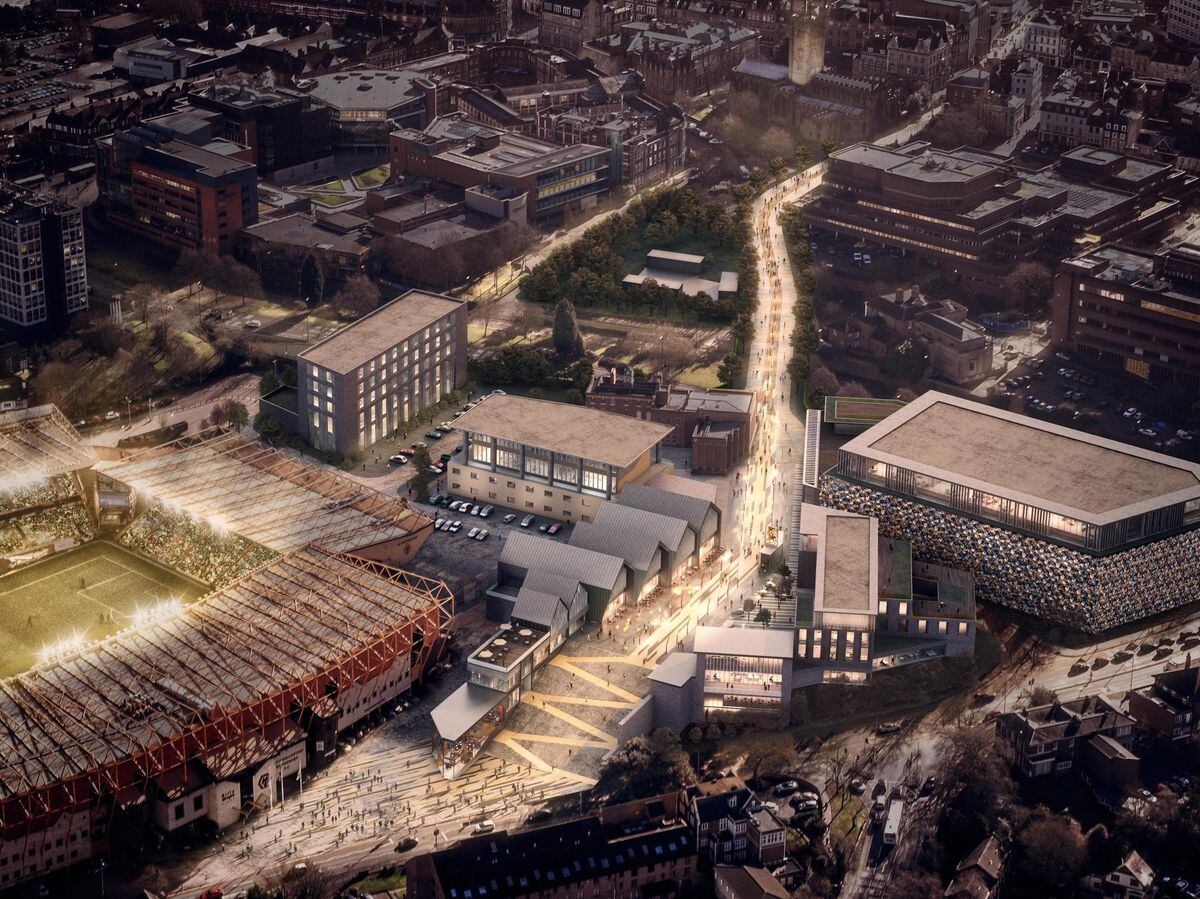 A previous artist's impression of how the Molineux Quarter could look, with development and a more coherent link to the city centre