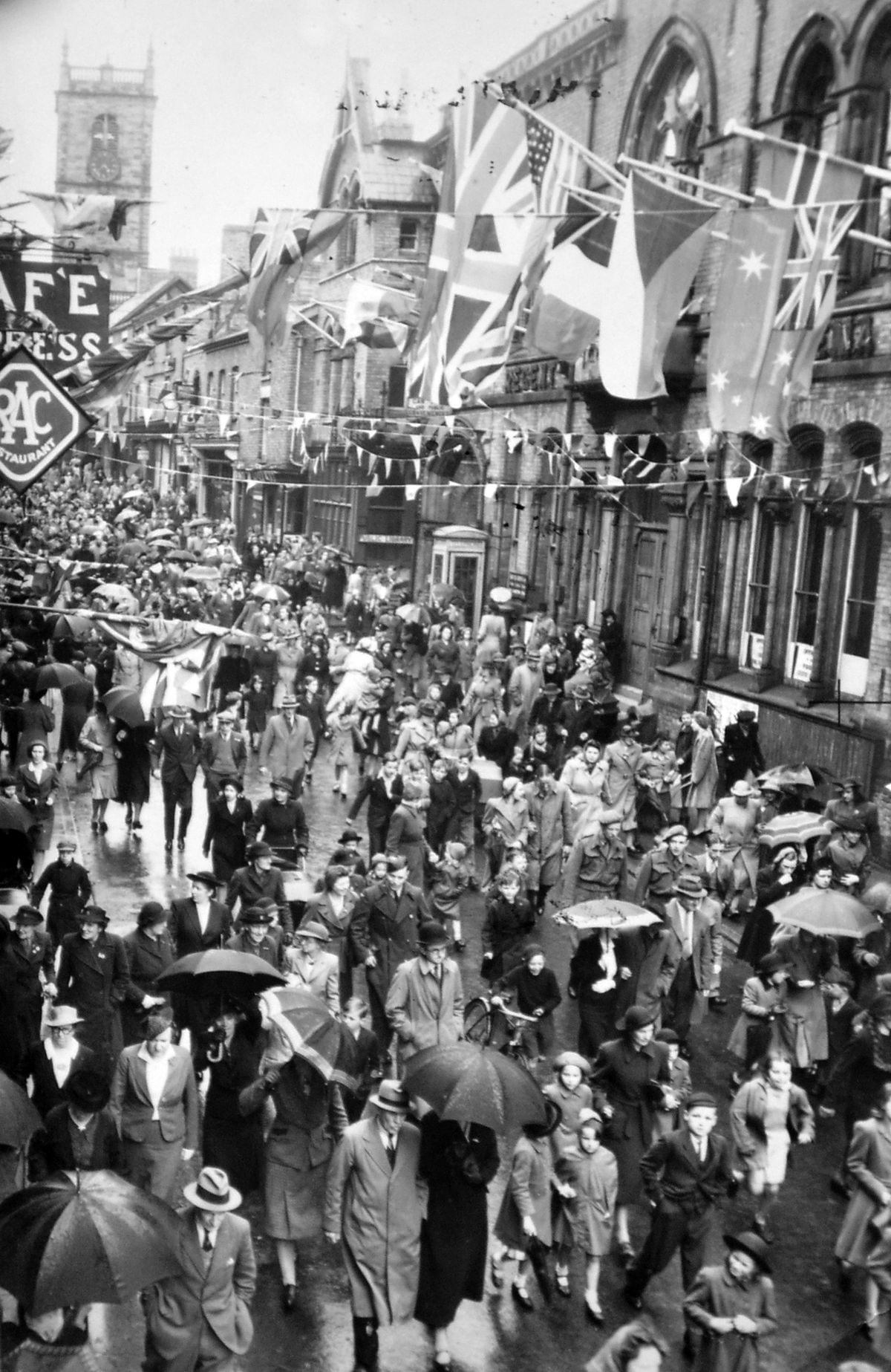 Whitchurch's VE Day parade. Picture: Shropshire Archives.