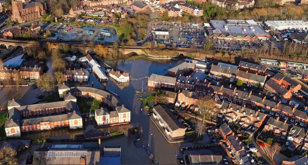 Flooding in Coleham, Shrewsbury. Photo: Paul Ebrey 