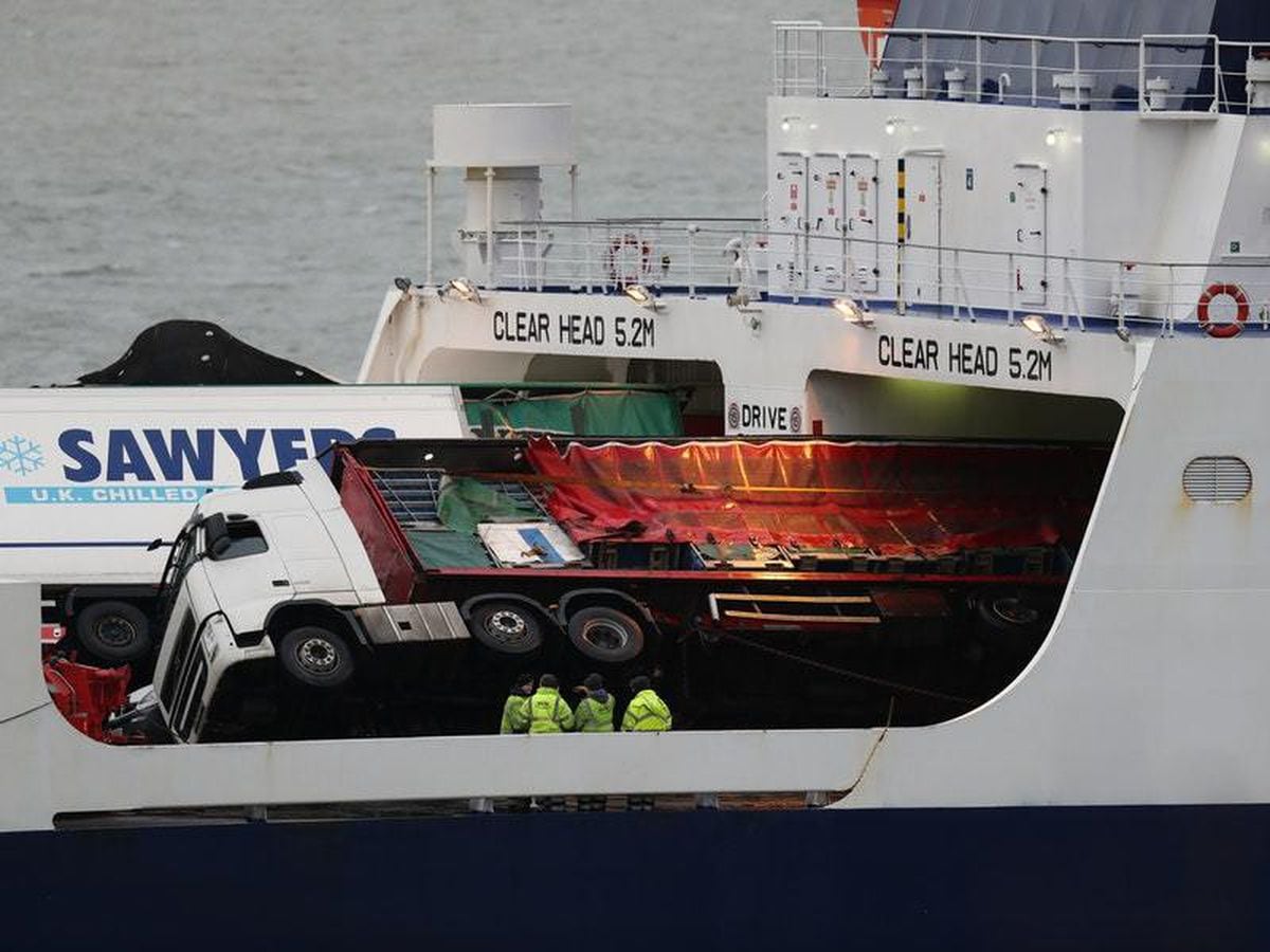 Lorries overturned on ferry
