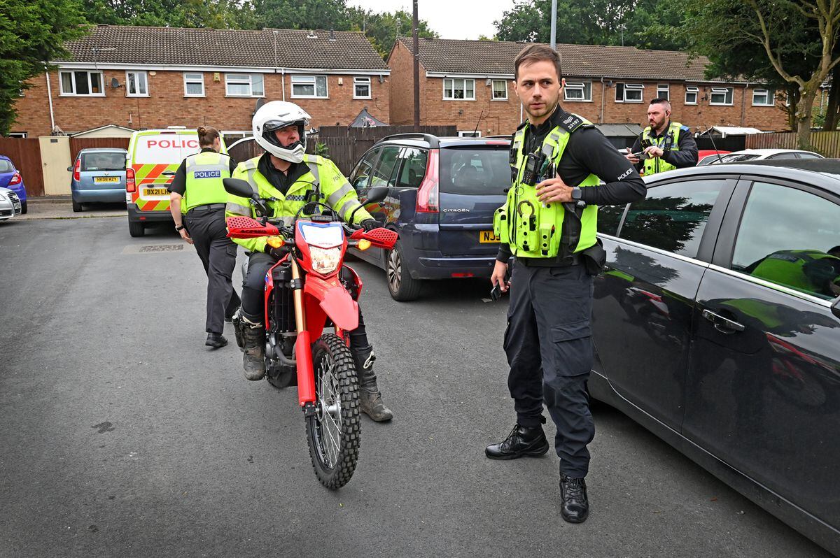 Police officers carrying out Operation Adhesion on Sunday to combat illegal bikers in the Walsall area