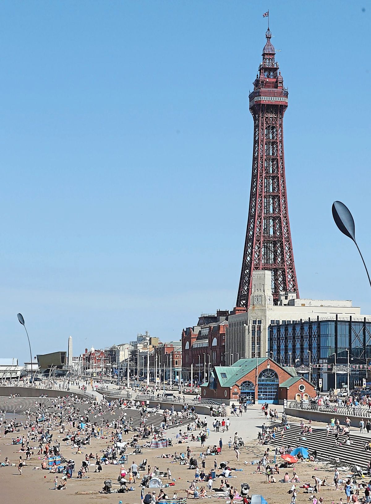 People enjoy the hot weather at Blackpool beach