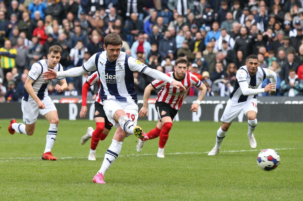West Bromwich Albion's John Swift scores their side's first goal of the game from the penalty spot 
