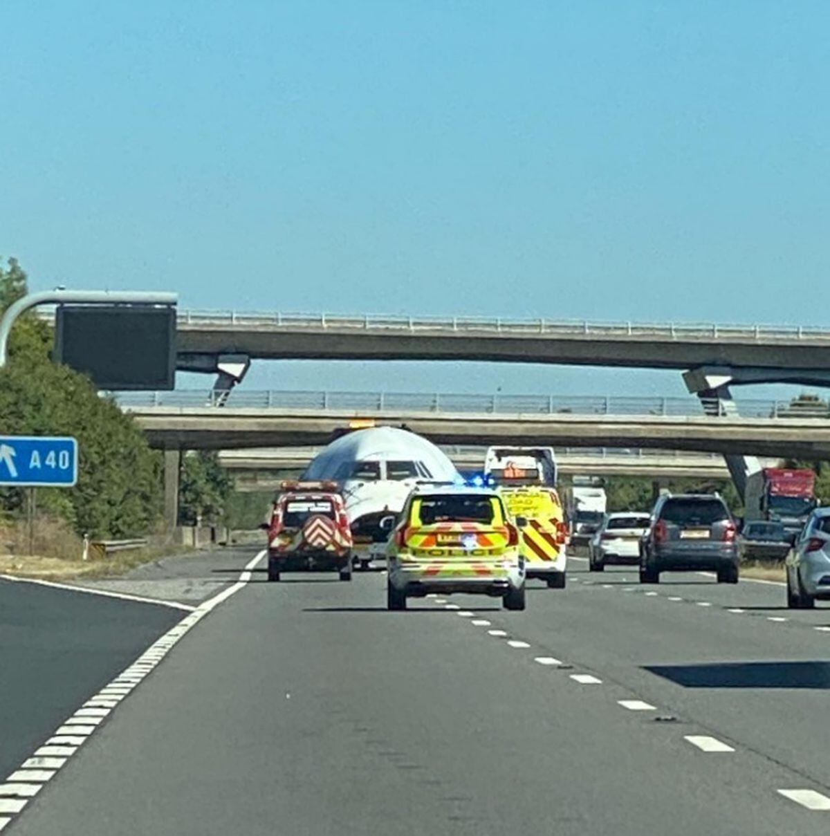 The plane being carried up the M5. Photo: @thedeck747