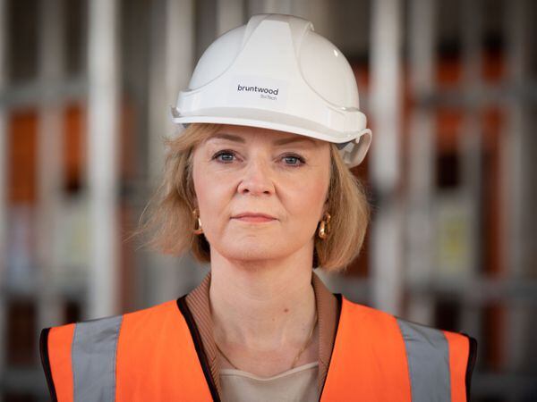 Prime Minister Liz Truss during a visit to a construction site for a medical innovation campus in Birmingham, on day three of the Conservative Party annual conference at the International Convention Centre in Birmingham