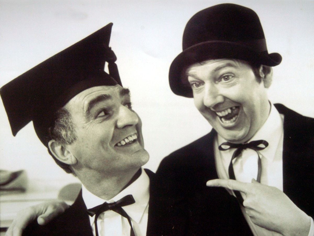 Dudley born comic Billy Dainty with Jimmy Cricket pictured circa 1984 when they were both in the TV series '....and there's more'