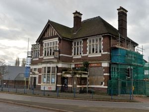 Scaffolding in place hints at a new life for the pub. 