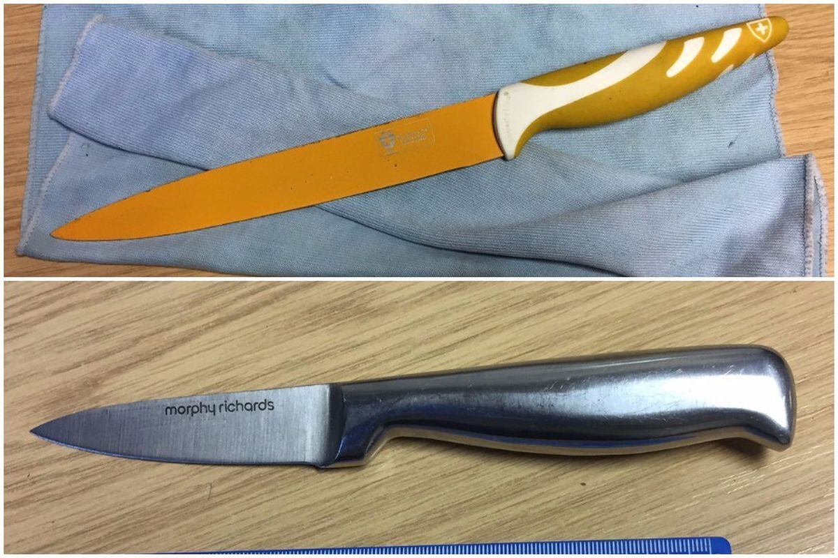 The two knives which were seized. Pictures: @LowHillWMP