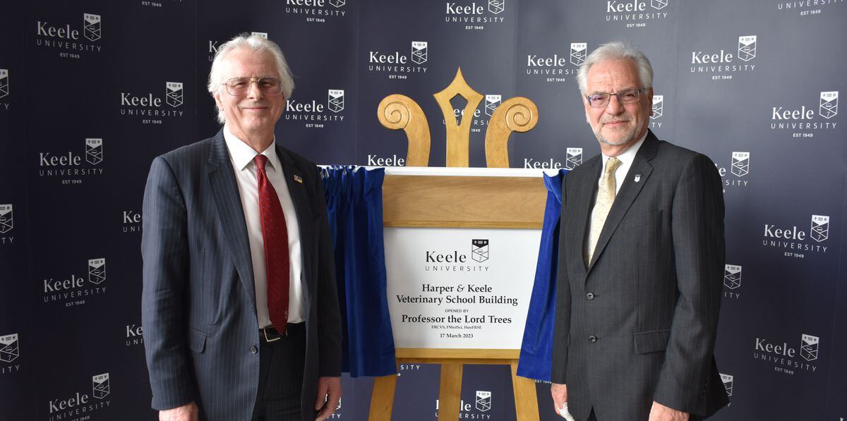 Professor Lord Trees and Trevor McMillan OBE, Vice-Chancellor of Keele University, make the opening official
