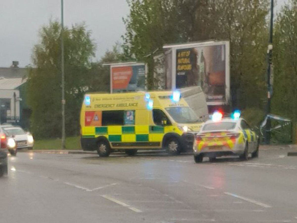 An ambulance and police near the scene in Pleck. Picture: Antony Hemmings