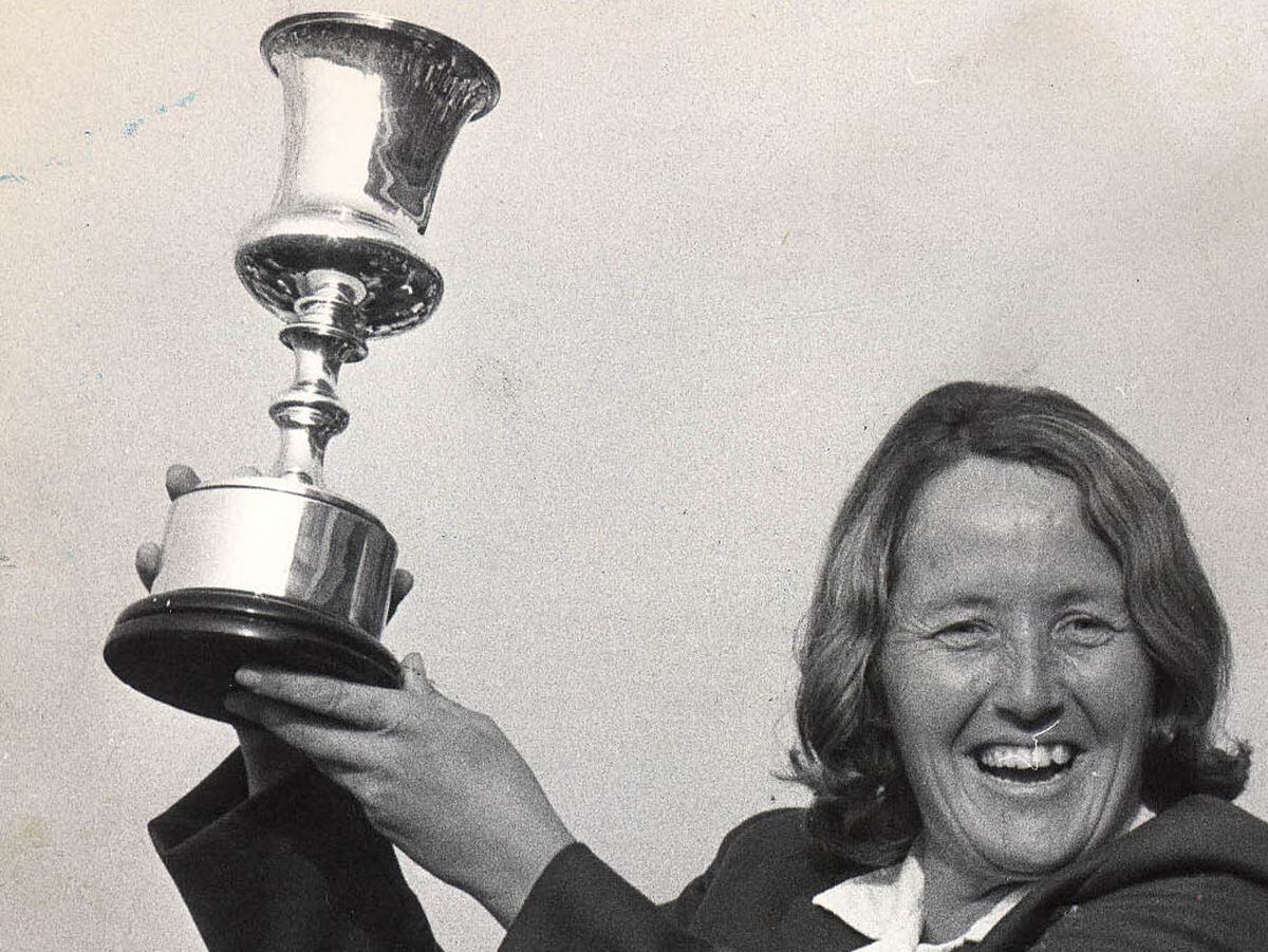 Rachael Heyhoe Flint celebrating victory in the first Women's World Cup at Edgbaston in 1973