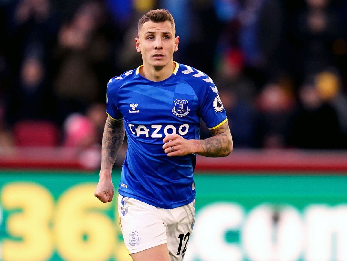                Lucas Digne during the Premier League match at the Brentford 