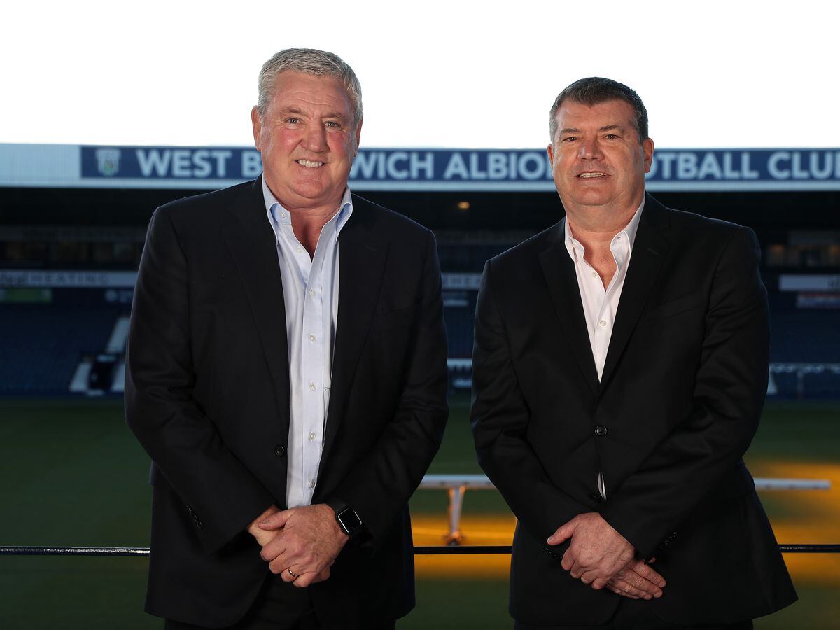 Ron Gourlay - Chief Executive of West Bromwich Albion and Steve Bruce at The Hawthorns, the home stadium of West Bromwich Albion on February 4, 2022 in Walsall, England. (Photo by Adam Fradgley/West Bromwich Albion FC via Getty Images).