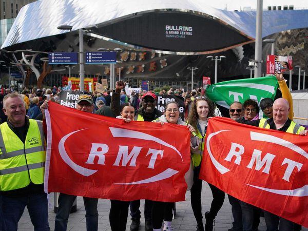 RMT workers striking in Birmingham
