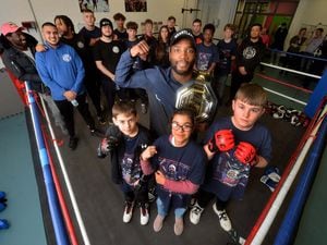 The Way Youth Zone, where champion fighter: Leon Edwards was visiting. In the ring: Ryan Davies 11, Isabella Heidaria 10, Corey Mason 12