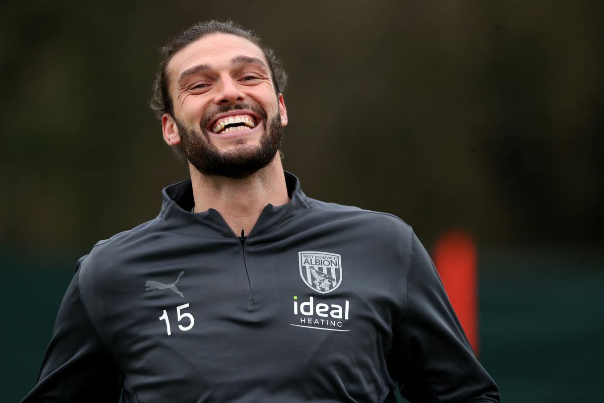 Andy Carroll in his first training session at West Bromwich Albion Training Ground on January 28, 2022 in Walsall, England. (Photo by Adam Fradgley/West Bromwich Albion FC via Getty Images).