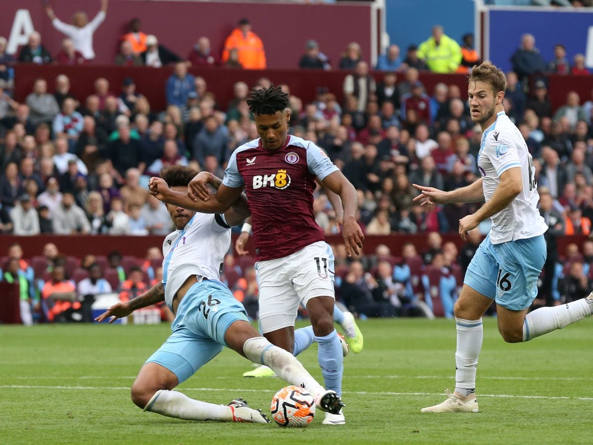 Aston Villa's Ollie Watkins is fouled by Crystal Palace's Chris Richards for a penalty 