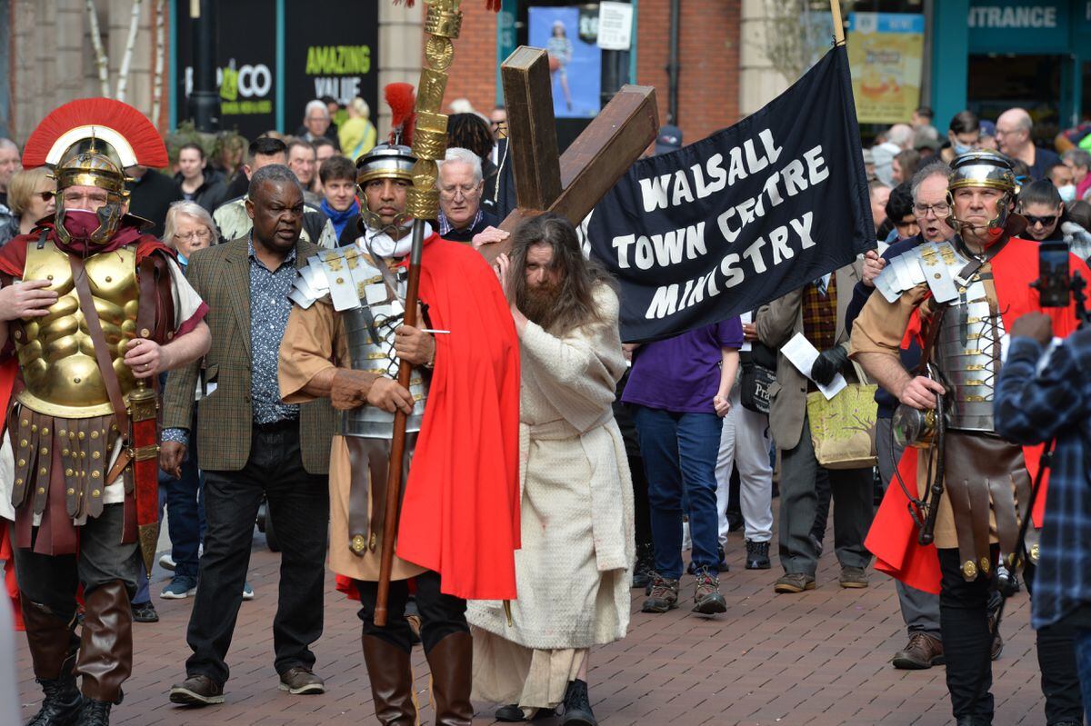 Walking the Way of the Cross in Walsall town centre 