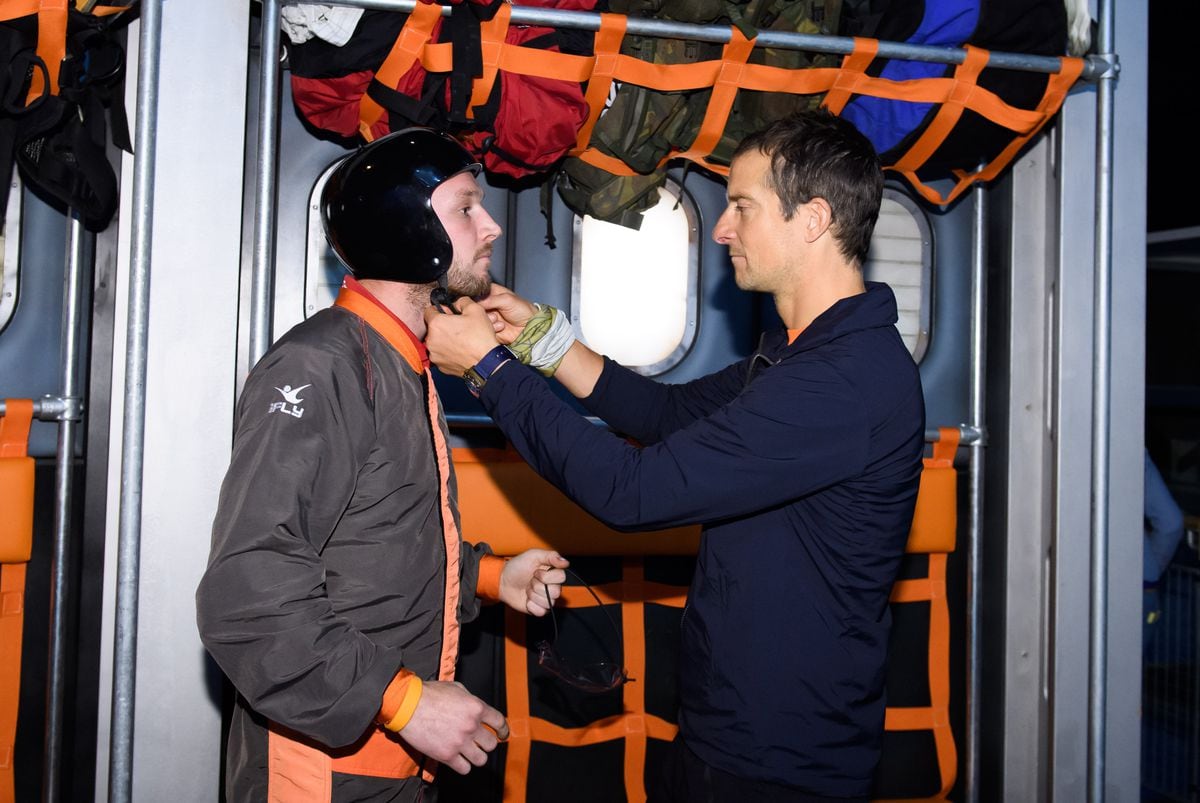 Bear Grylls overseas customers in the iFLY Indoor Skydiving