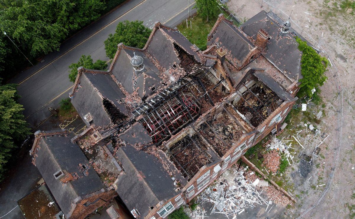 Aerial pictures showing the full devastation after the fire at the former Sir Gilbert Claughton School