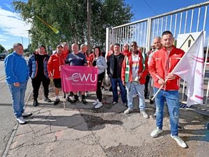 Postal workers join together in solidary on strike at Kingswinford Delivery Office