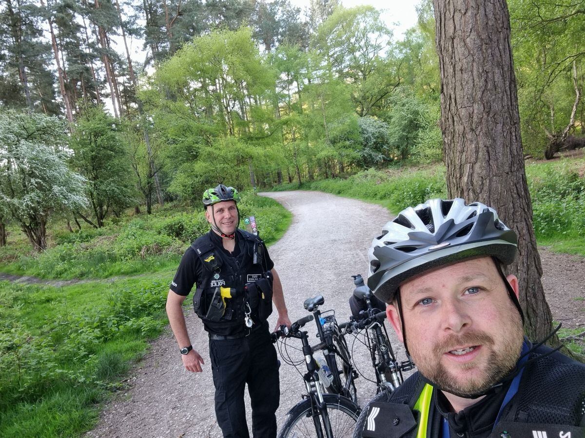 Officers in Cannock on their bikes