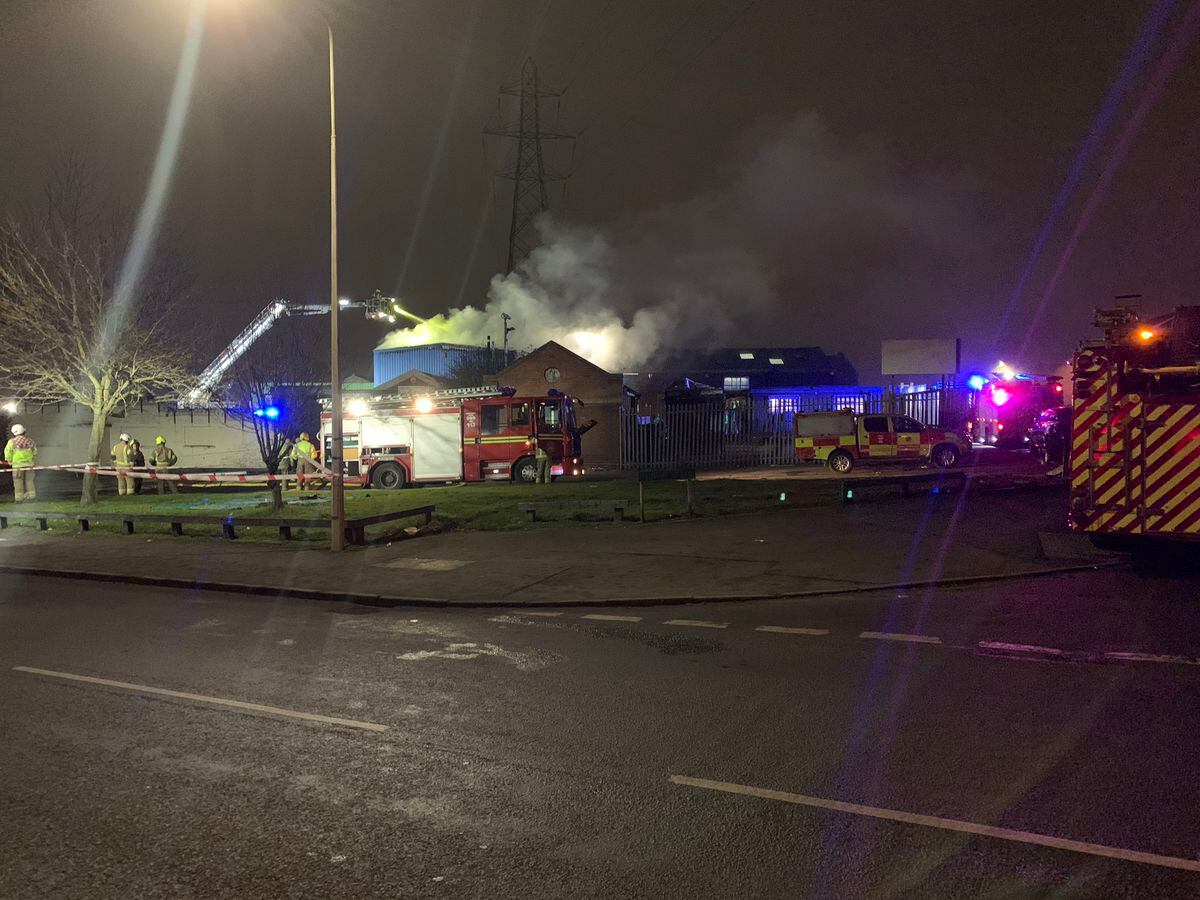 Fire crews at a factory blaze in Tunnel Road, West Bromwich. Photo: West Midlands Fire Service