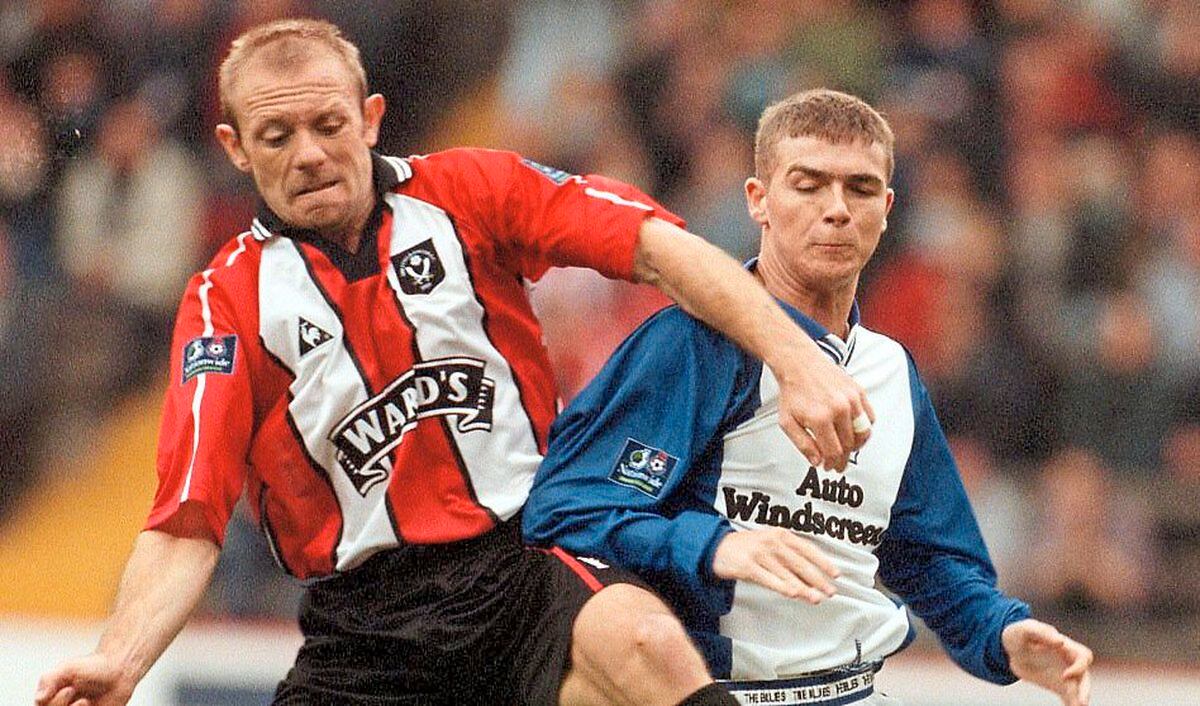 Mark Patterson, left, in action for Sheffield United, has lifted the lid on life as an Nineties footballer in his new autobiography