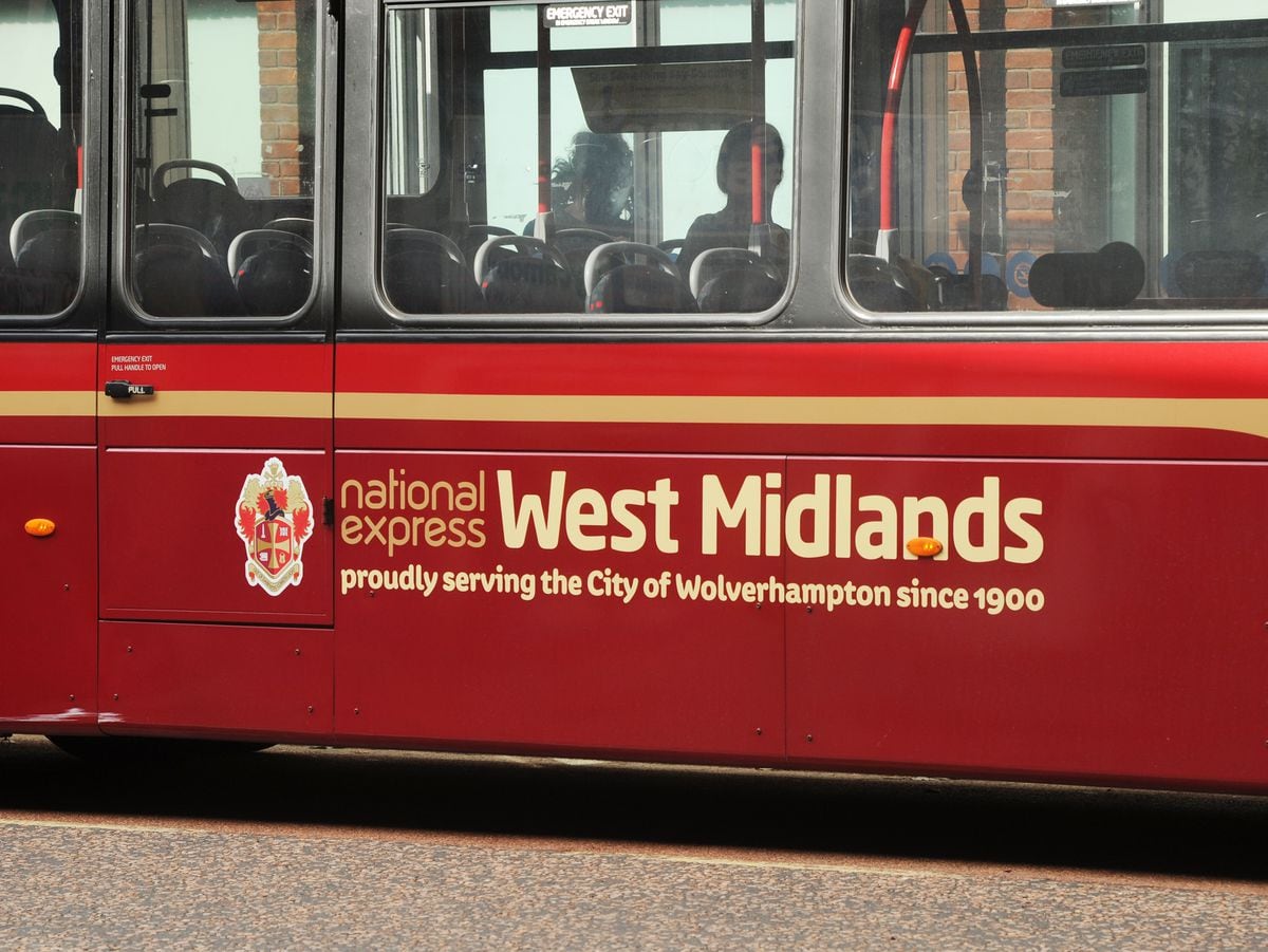 A National Express West Midlands bus at Wolverhampton city centre..