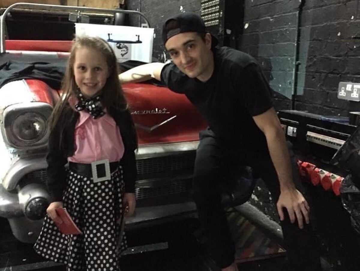 Rosie with Tom when he was performing as Danny in Grease