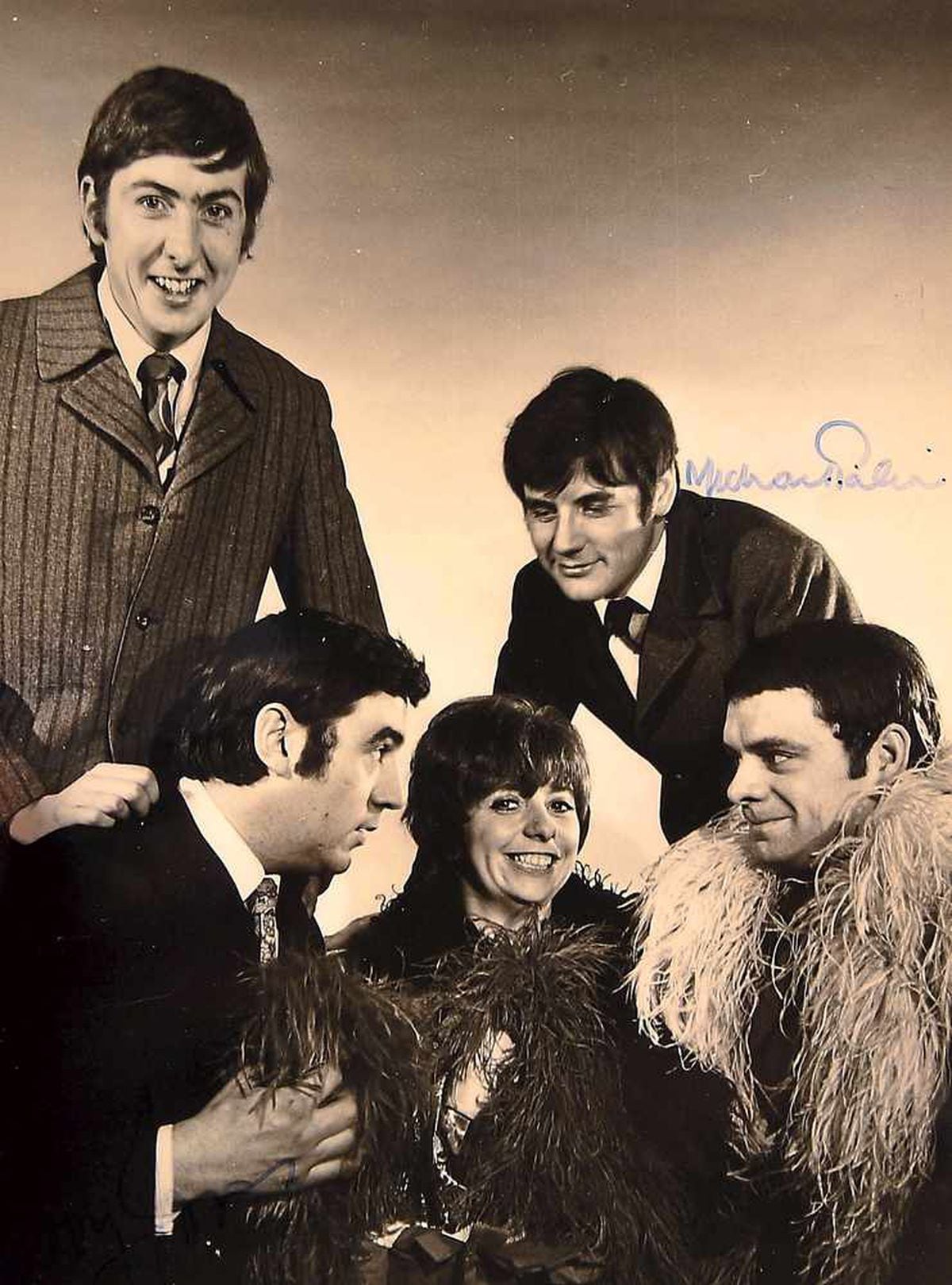 Eric with Michael Palin, top right, and Terry Jones, bottom left