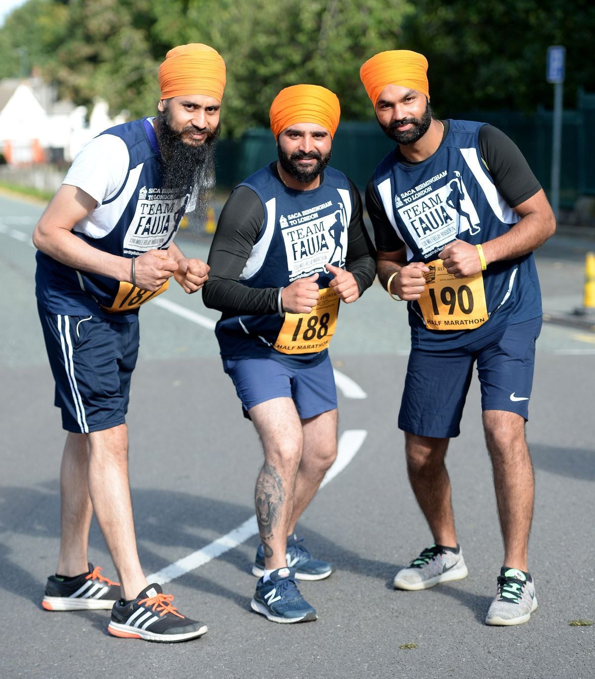 Kuldip Singh, Preetkanwal Singh and Gurmit Singh who travelled from London for the run