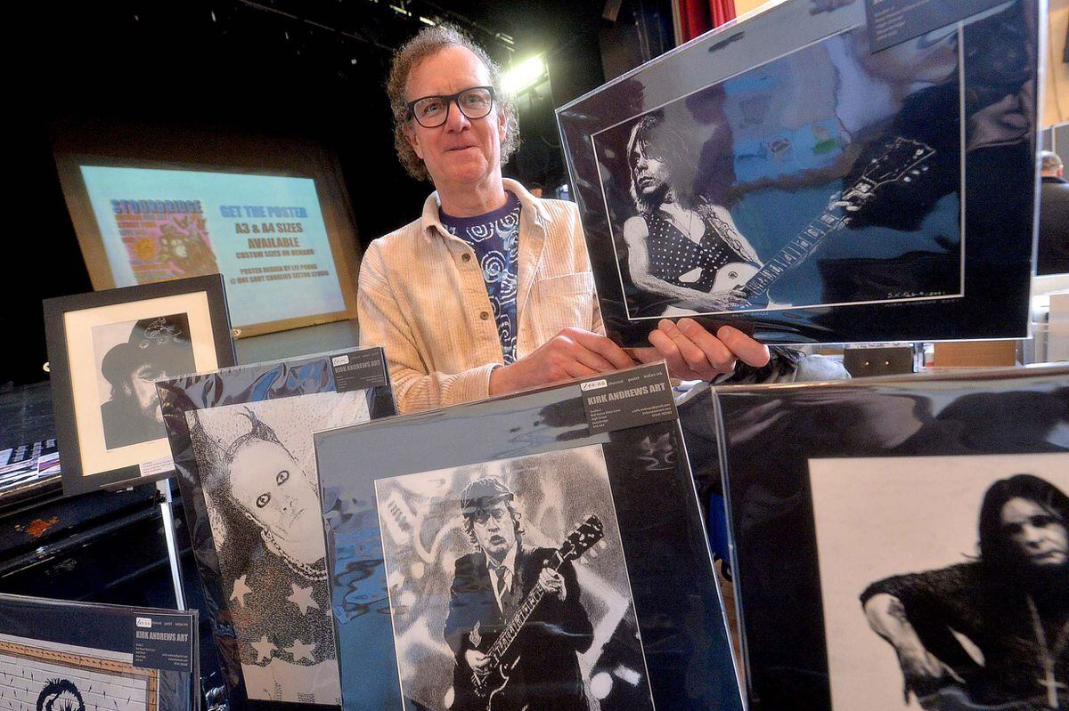 Artist Kirk Andrews was selling art at the Stourbridge Record and Music Fair