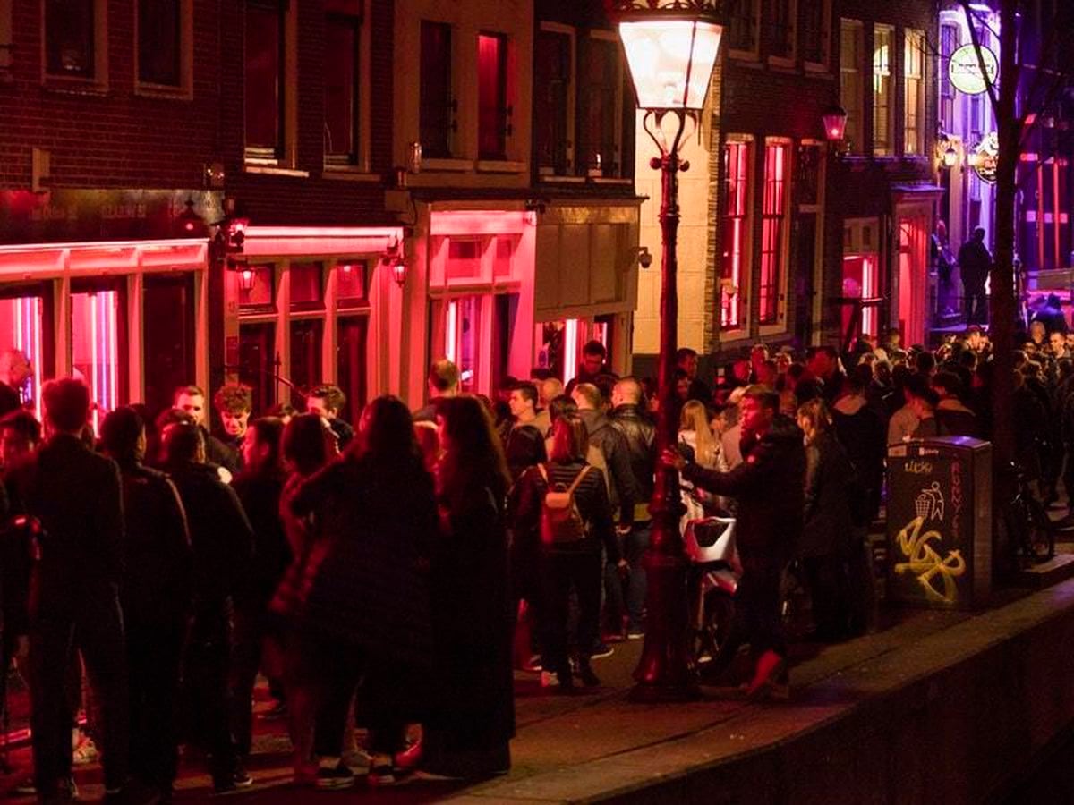Tourists in Amsterdam’s red light district