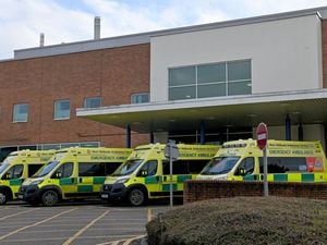 Ambulances wait outside Sandwell Hospital