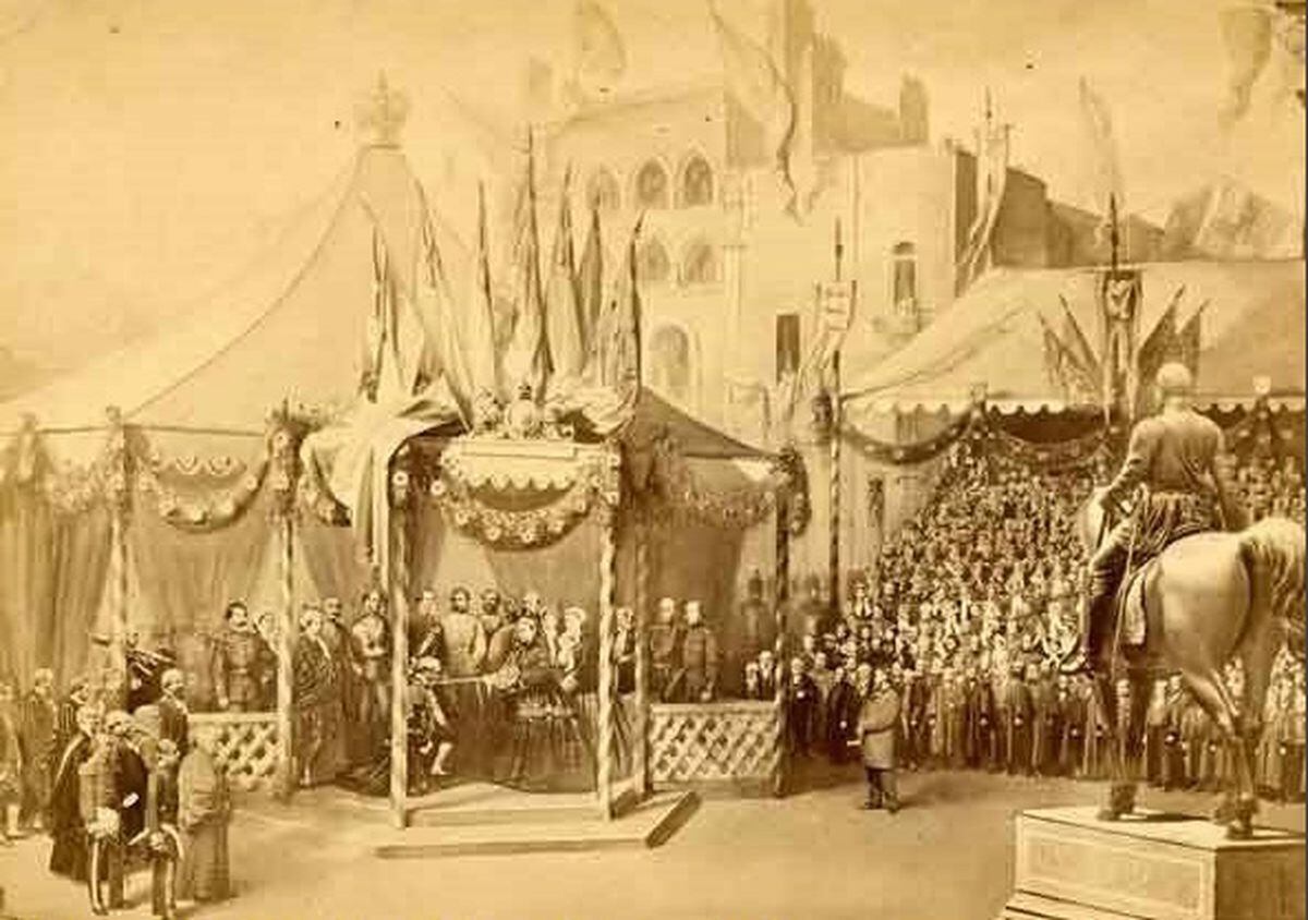 The Queen knights Mayor of Wolverhampton John Morris during her visit in 1866