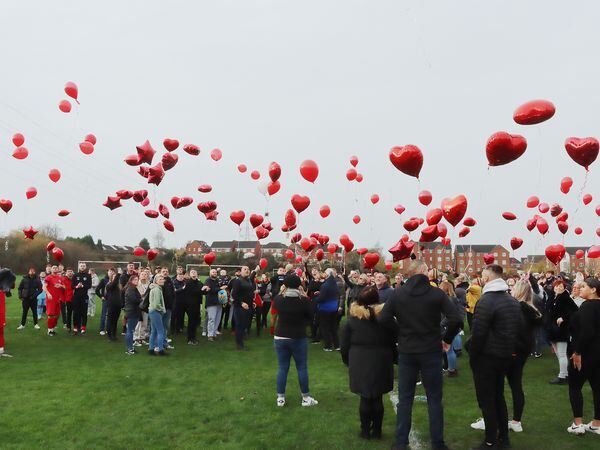 The red balloons are released in memory of Liberty Charris