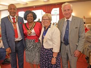 Wolverhampton mayor Sandra Samuels, Karl Samuel, Jenny Picken with Hugo Vickers