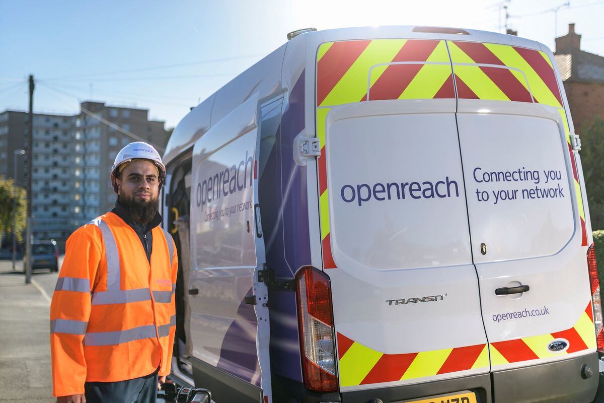 A Openreach enginer and van
