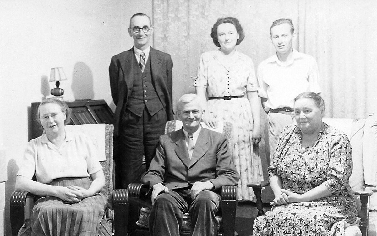 Heini and Joan with both sets of parents at Heini's house in Muxton in the 1950s.