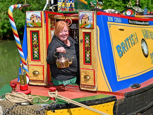 Anyone for a cuppa? Dawn Edge from Rugeley on her colourful boat
