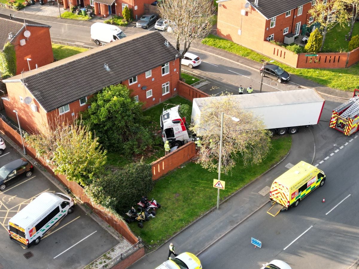The lorry crashed in Tipton on Wednesday evening. Picture: Dean Tugby