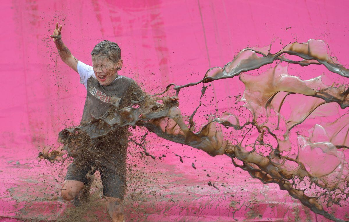 The runners were left covered in mud after the course