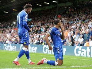 Everton's Dominic Calvert-Lewin (right) celebrates scoring