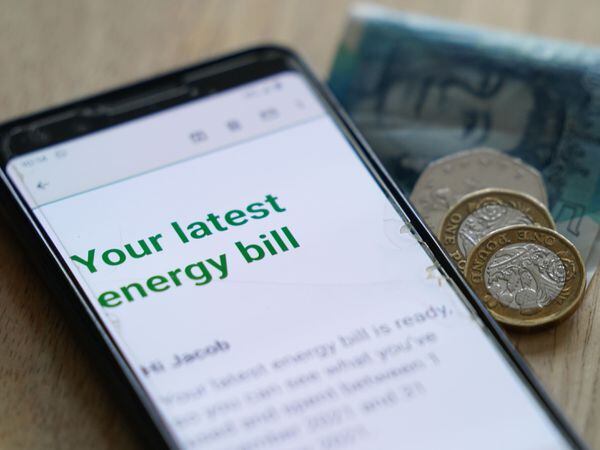 An energy bill on a phone