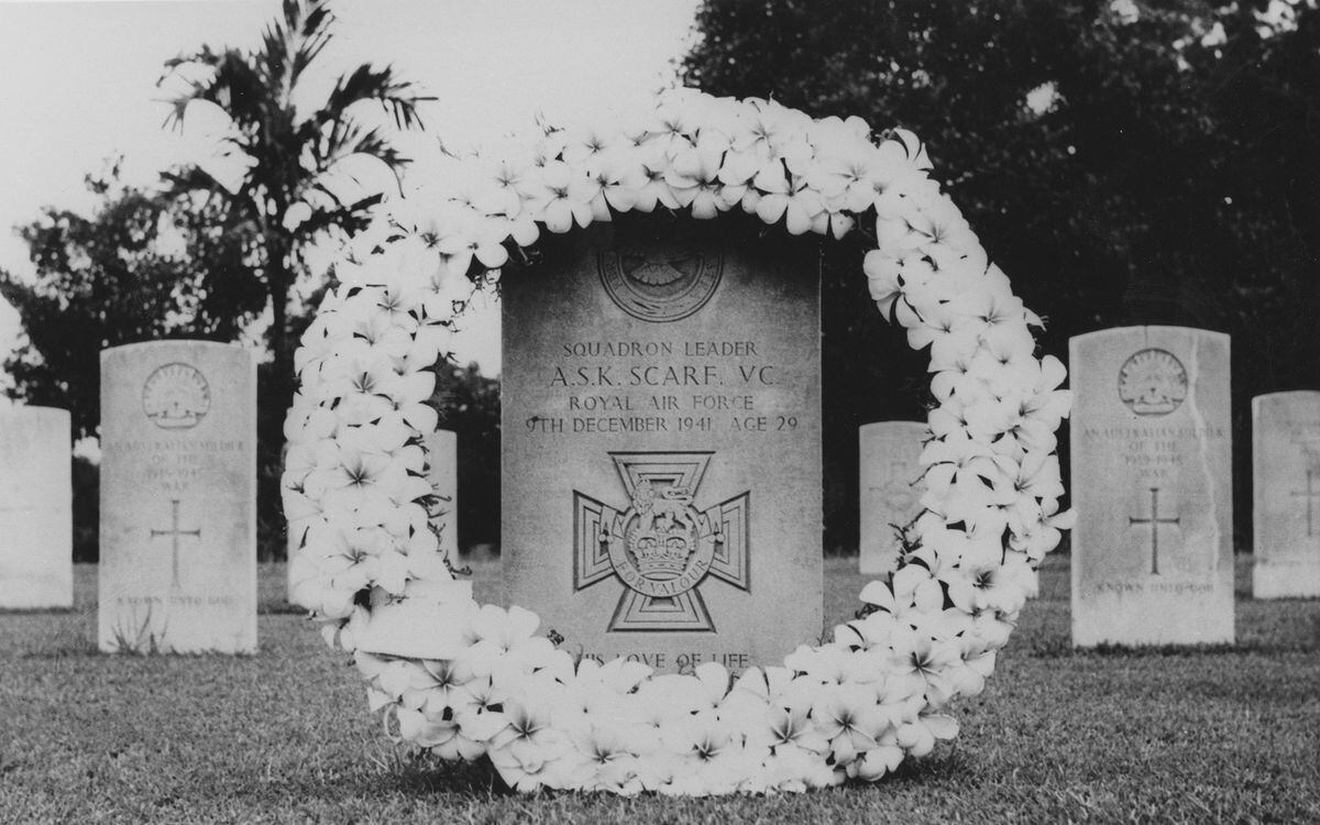 A wreath which had been layed for Scarf postwar